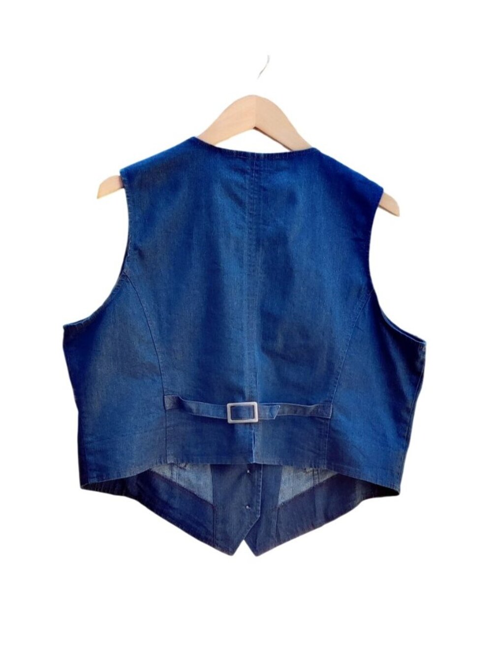 Blue Denim Vest XL CATO Waistcoat Gilet Deep V-Neck Western 3 Button ShawlCollar - Picture 5 of 15
